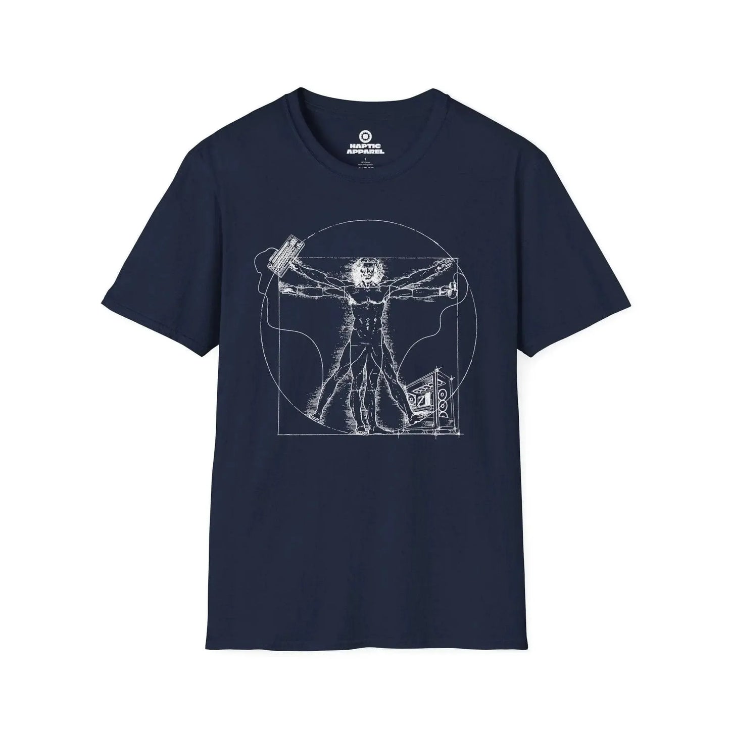 Gaming T-Shirt Navy / S Vitruvian PC Man T-Shirt